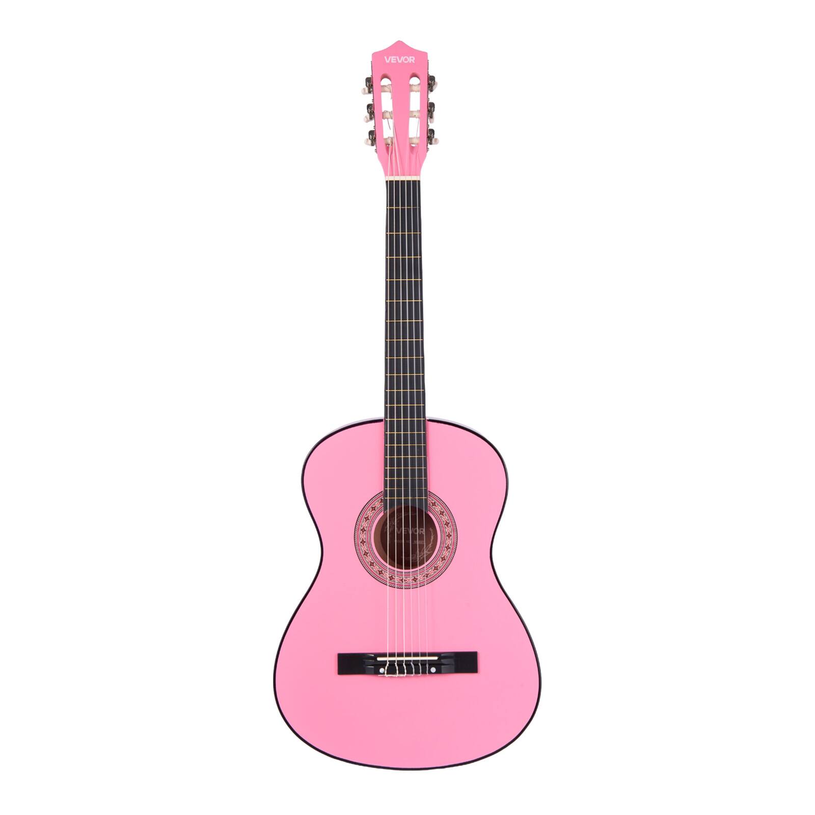 Alt View 5. VEVOR - 38-Inch Classical Guitar Starter Kit, Wooden Acoustic Guitar with Nylon Strings, Gig Bag, Strap, Tuner, Extra Strings - Pink.
