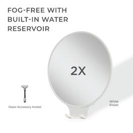 Zadro - Fogless Wall Mounted Shaving Mirror with 2X Magnification & Razor Holder - White
