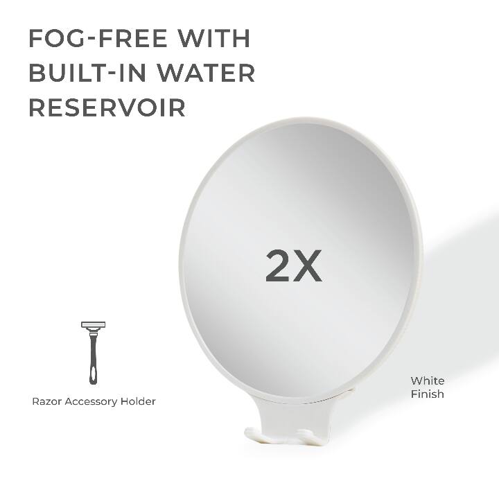 Zadro - Fogless Wall Mounted Shaving Mirror with 2X Magnification & Razor Holder - White