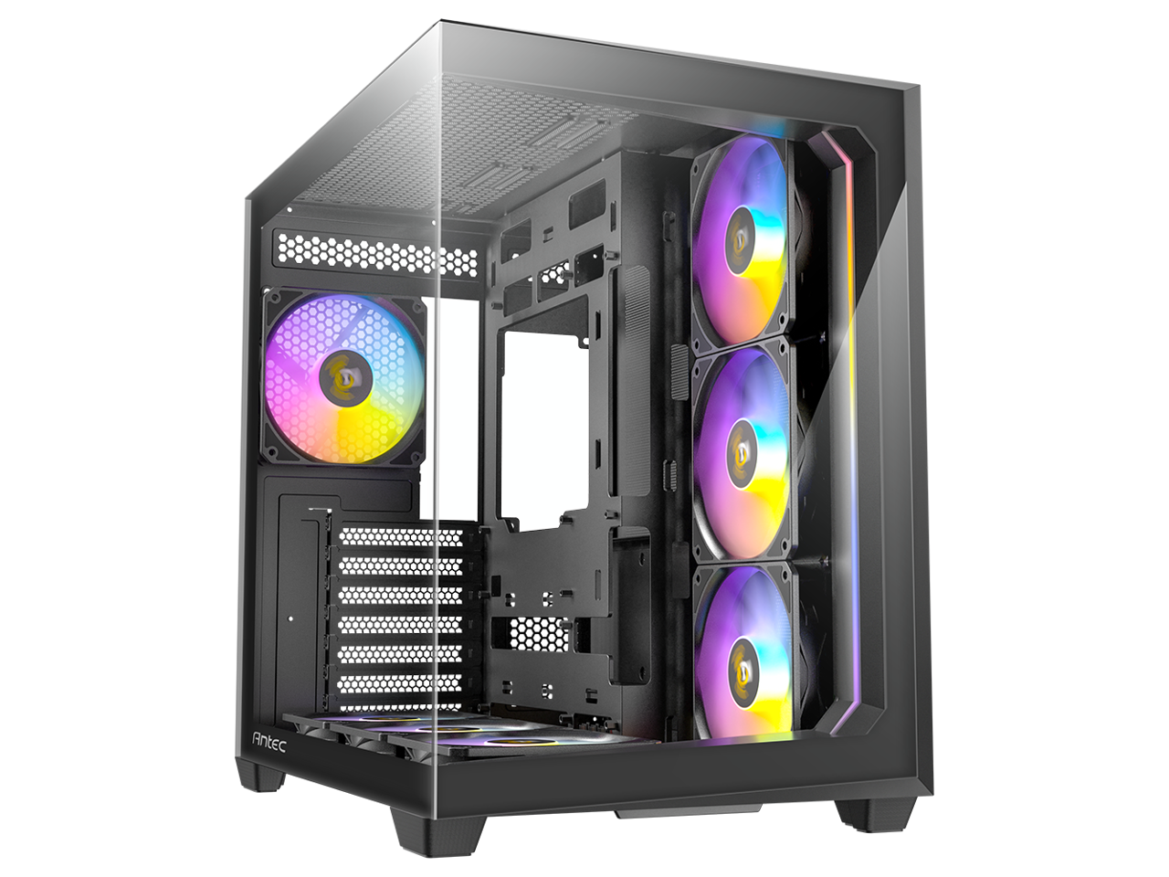 Alt View 2. Antec - Antec C5 ARGB, 7x 120mm ARGB Fans, 10 Fan Support, Type-C 3.2 Gen 2, Tempered Glass, 360mm Radiator, Mid-Tower ATX Case - Black.