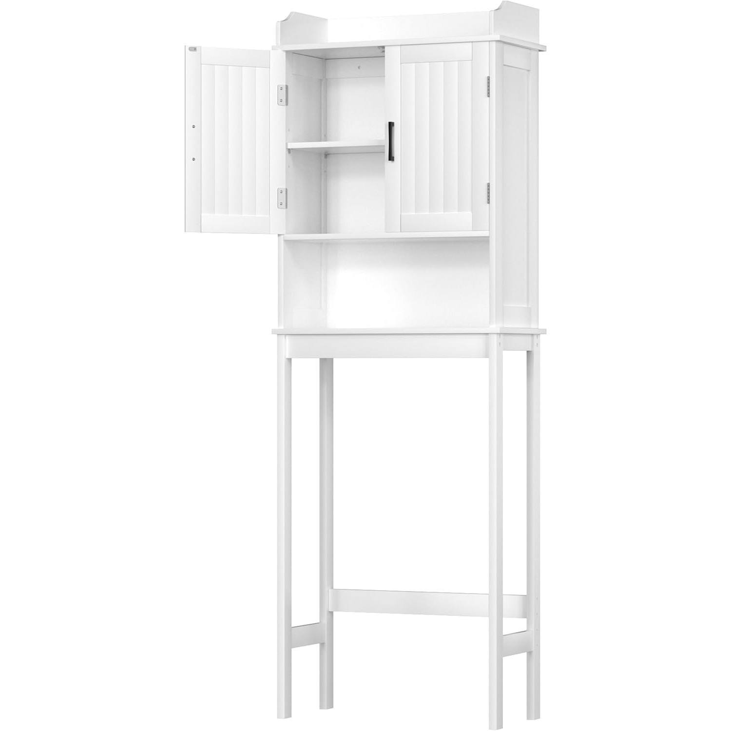 Left. Hivvago - Over the Toilet Bathroom Storage Cabinet Shelving Unit in White Wood Finish - White.