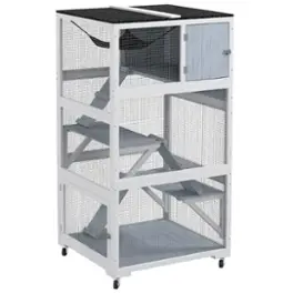 Pawhut - Outdoor Cat Enclosure House on Wheels with Hammock