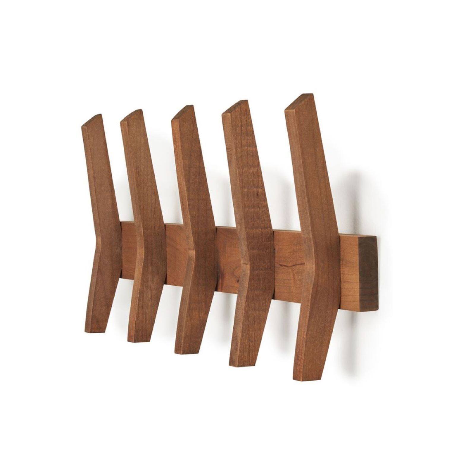 Alt View 12. TRINITY - DRAKESTONE Mid-Century Coat Rack w/ 5 Wooden Hooks Walnut - Walnut.