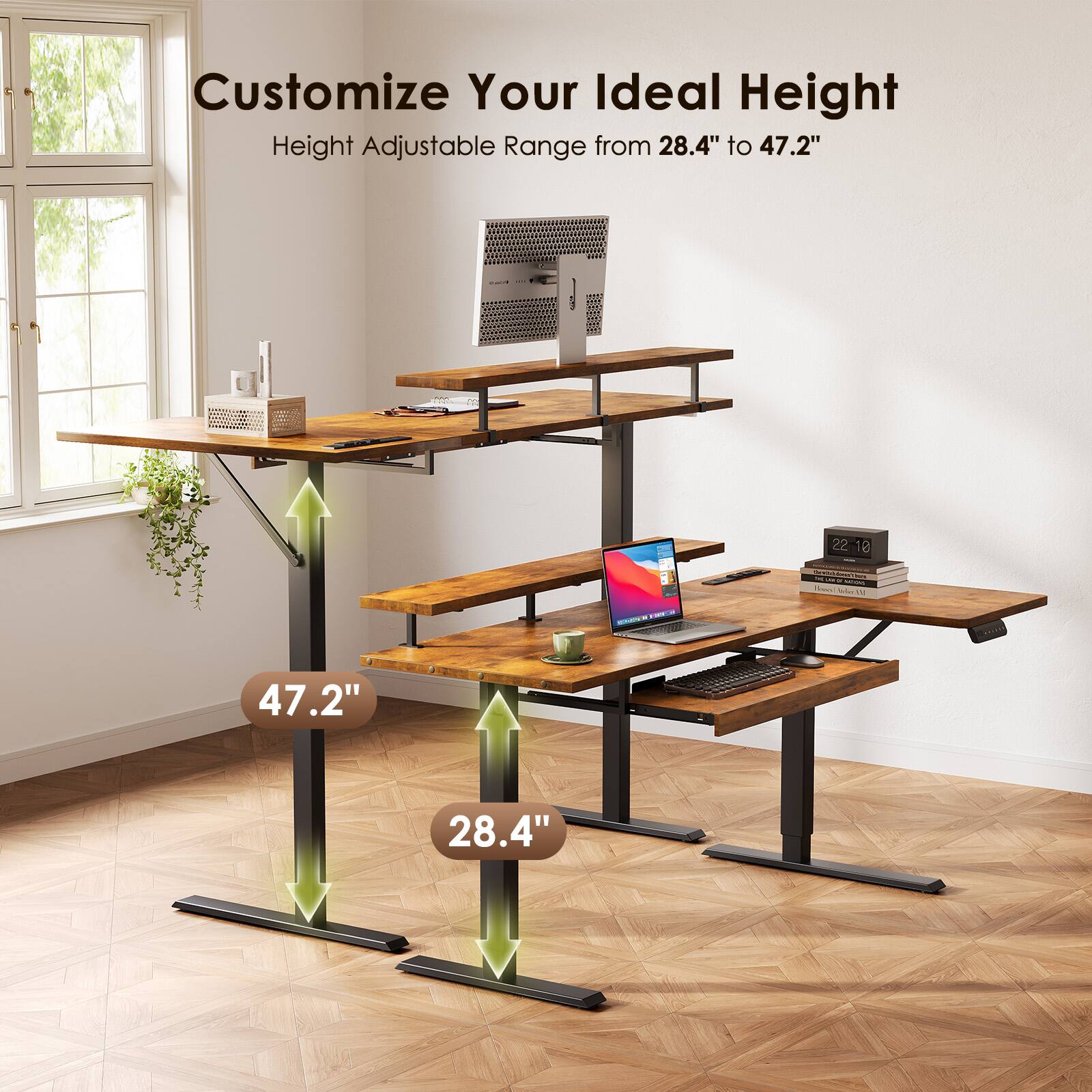 Customize Your Ideal Height  
Height Adjustable Range from 28.4" to 47.2"
