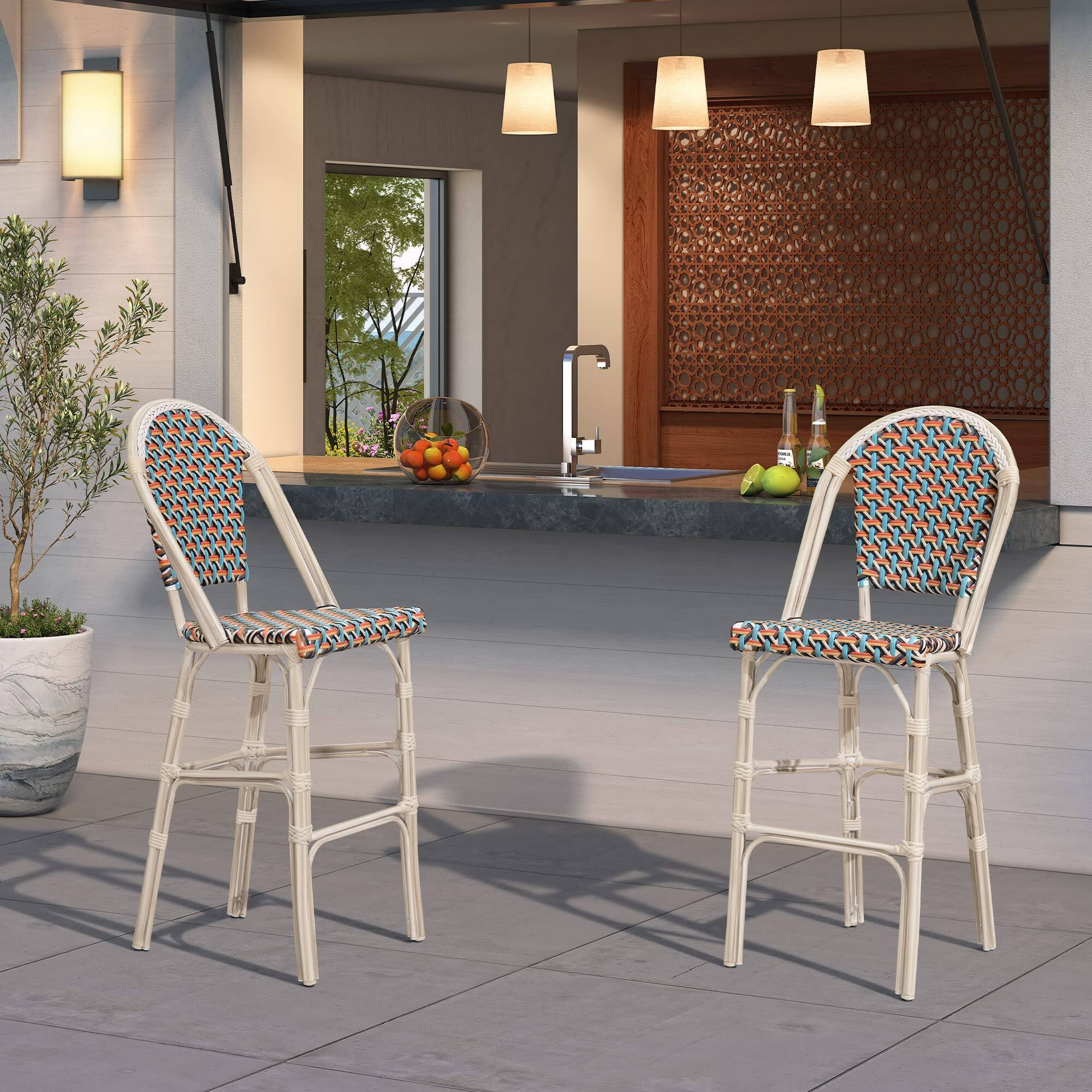 White Frame/Colorful-Counter Stool