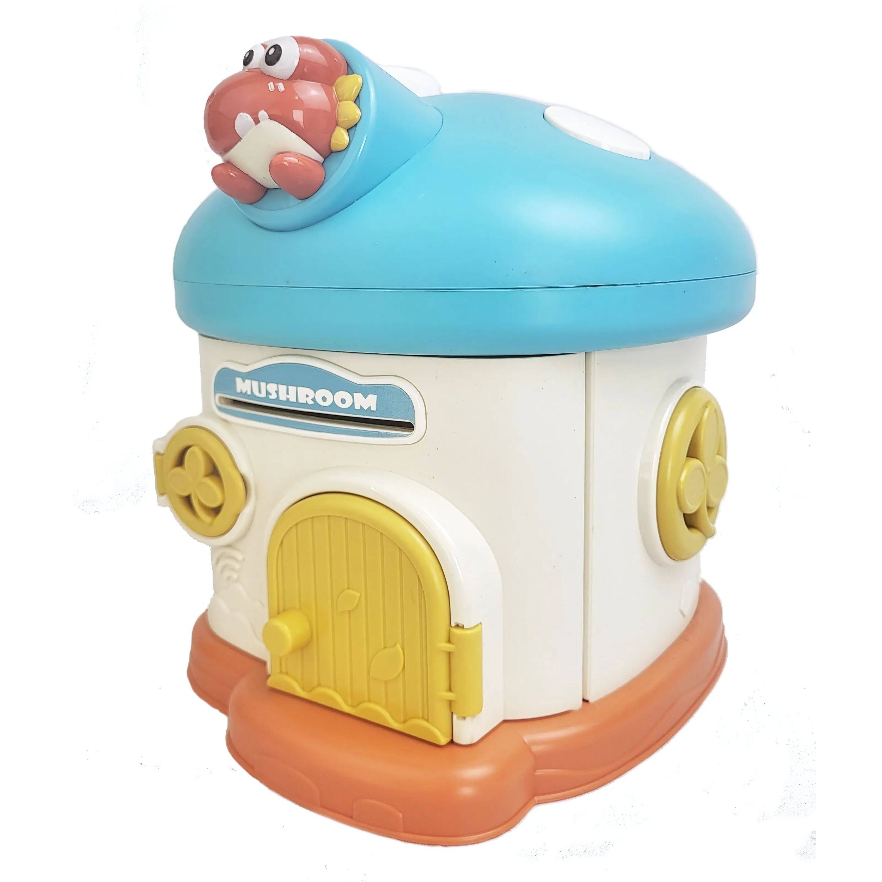Angle. Kitcheniva - Kids Lockable Piggy Bank Mushroom Coin Box 2 Keys Toy Blue - Blue.