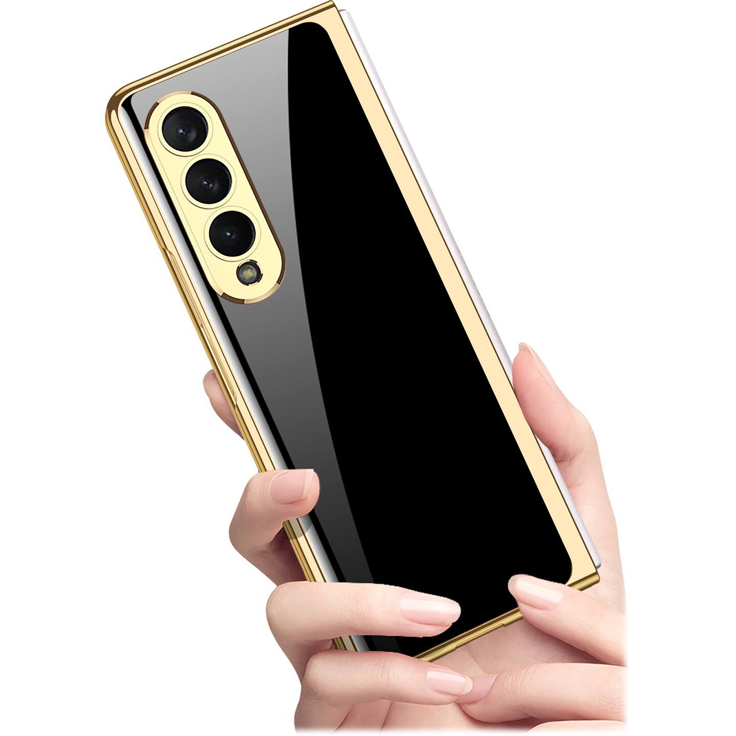 Alt View 14. SaharaCase - Marble Series Case for Samsung Galaxy Z Fold4 - Black/Gold.