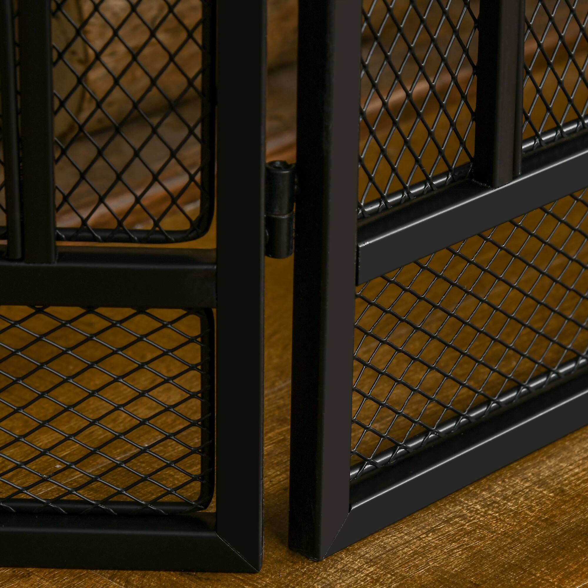 Alt View 8. Homcom - 3-Panel Folding Fireplace Screen, Metal Mesh Fire Spark Guard for Wood Burning, 49.5" x 31.5", Black - Black.