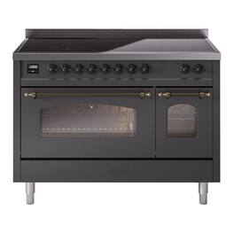 ILVE - Nostalgie II 48 inch Induction Range with 6 Induction Elements - Graphite Matte
