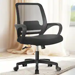 Neo Chair - Ergonomic Office Chair, Mesh Desk Chair with Lumbar Support, Mid-Back, Armrests & Swivel Base - Black