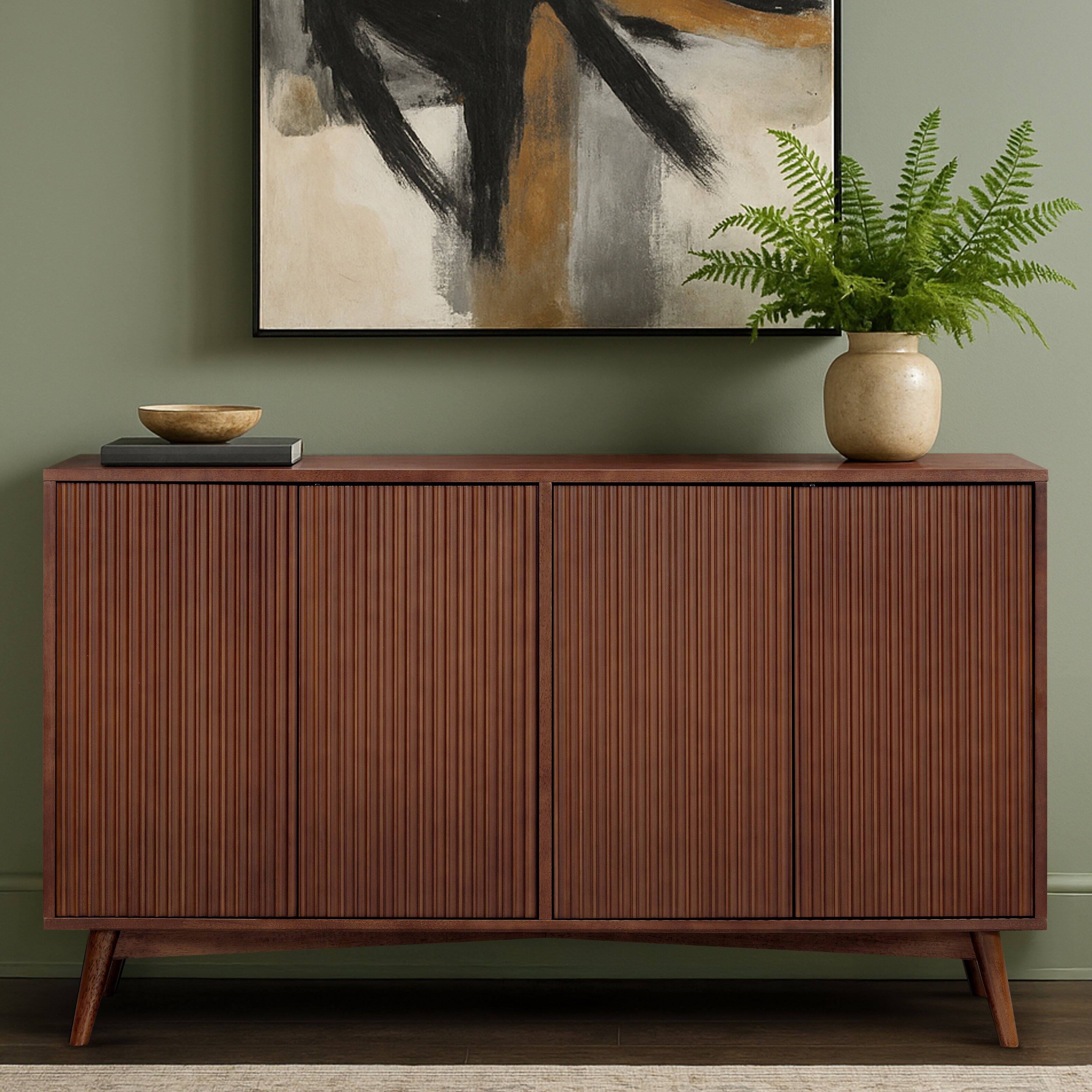 Front. Teamson Home - Teamson Home Tremolo Sideboard with 4 Doors, Walnut - Brown.