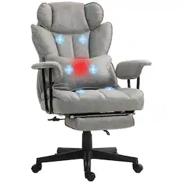 Loheer - Massage Office Chair Big and Tall Heated Executive Reclining Computer Desk Chair 400LBS - Gray