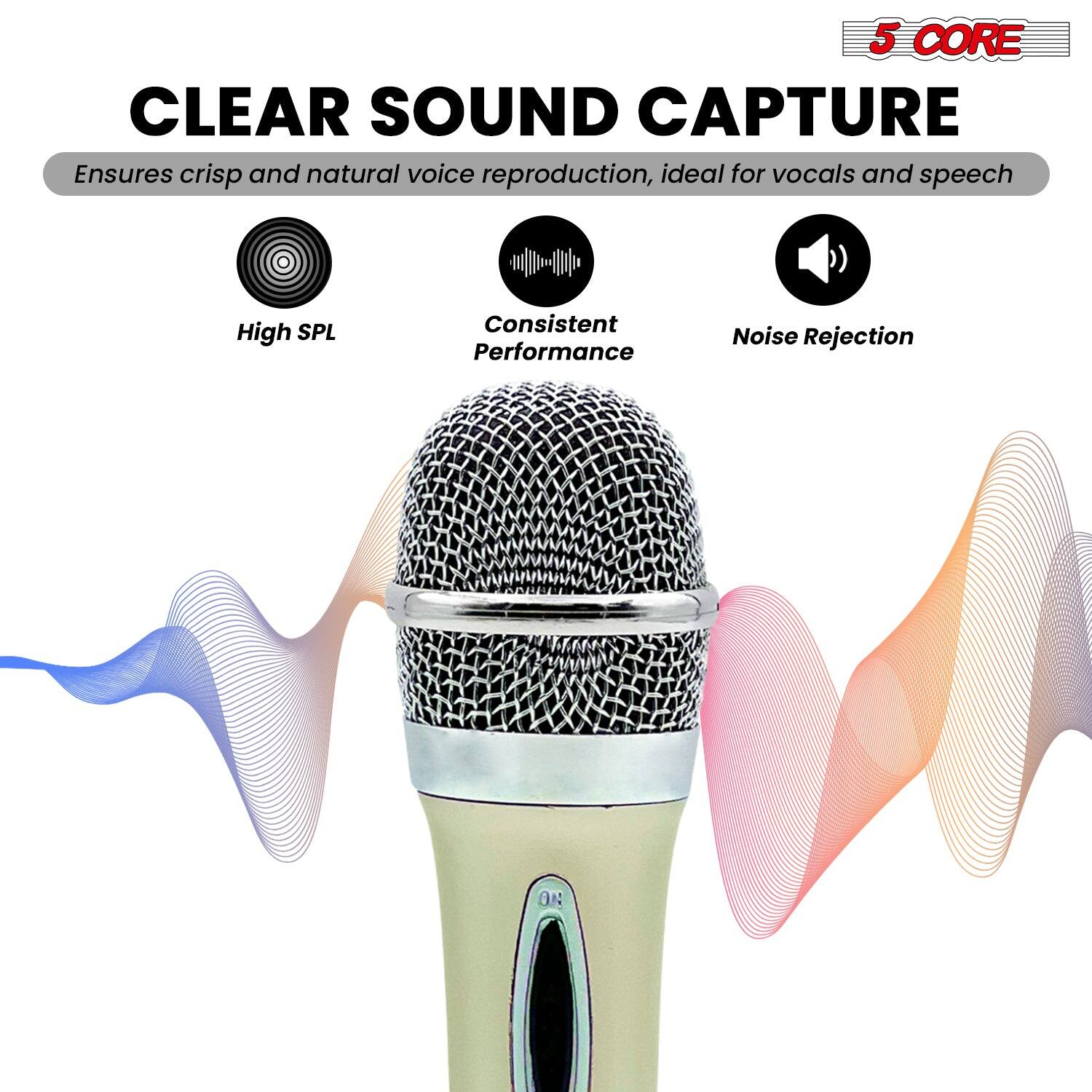 5 CORE CLEAR SOUND CAPTURE

Ensures crisp and natural voice reproduction, ideal for vocals and speech.

- High SPL
- Consistent Performance
- Noise Rejection ON