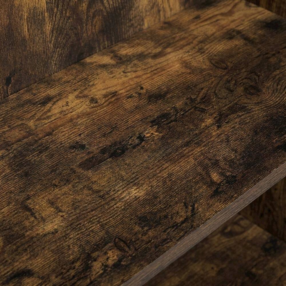 Alt View 1. FurniFact - Wooden bookcase with open shelves for storage and display - Amber Pine.