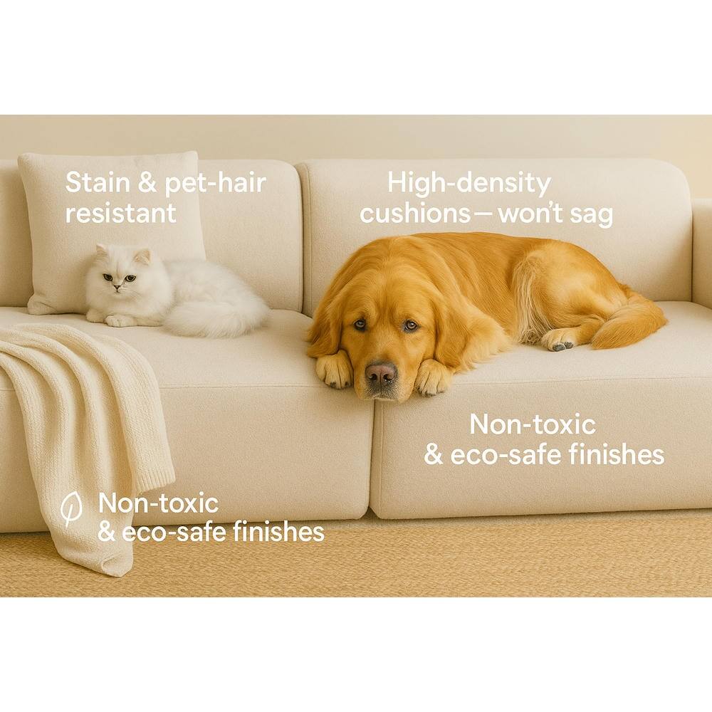 Stain & pet-hair resistant  
High-density cushions—won't sag  
Non-toxic & eco-safe finishes