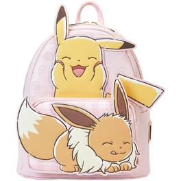 LoungeFly - Pink Pokemon 3D Pikachu & Eevee Mini Faux Leather Backpack - Multicolored