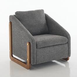 Ecooso - Upholstered Armchair with Wooden Frame, Chenille Fabric Accent Leisure Chair with Cushioned Seat and Backrest - Gray