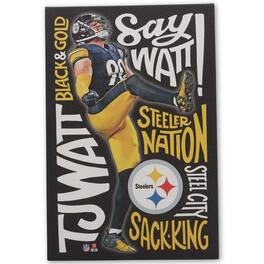Open Road Brands - T.J. Watt Pittsburgh Steelers 15" x 23" Winning Words Canvas Wall Art - Multicolor