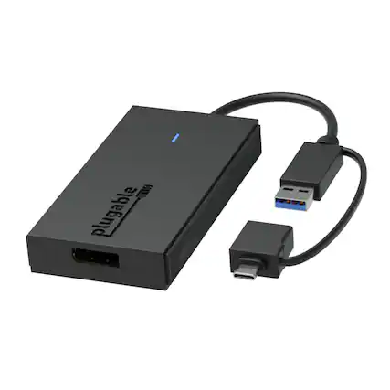 Front. Plugable - USB C to DisplayPort Adapter, Universal Video Graphics Adapter for USB 3.0 and USB-C Macs and Windows - Black.