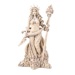 Pacific Trading - Greek Witchcraft Pagan Hecate Statue In Colored Finish Resin Figurine 10.5 inch - Beige