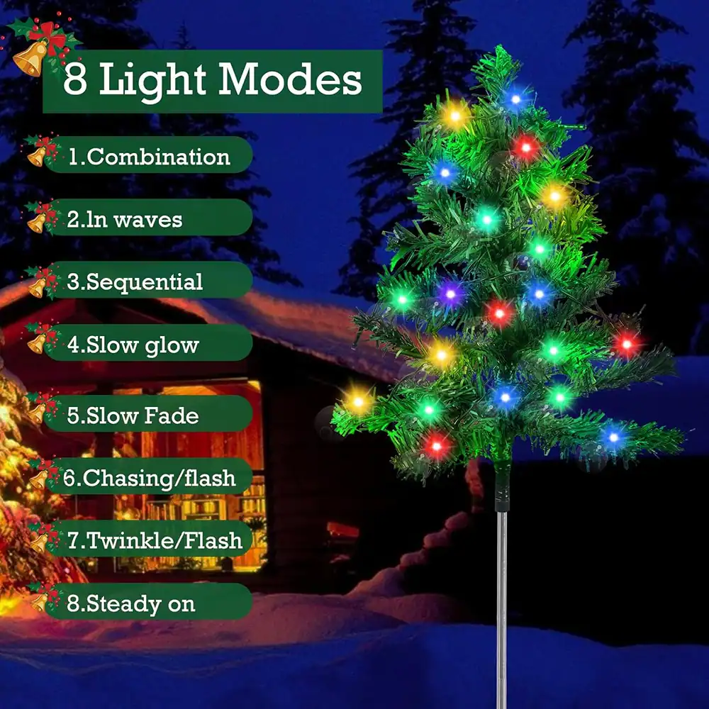 8 Light Modes  
1. Combination  
2. In waves  
3. Sequential  
4. Slow glow  
5. Slow Fade  
6. Chasing/flash  
7. Twinkle/Flash  
8. Steady on