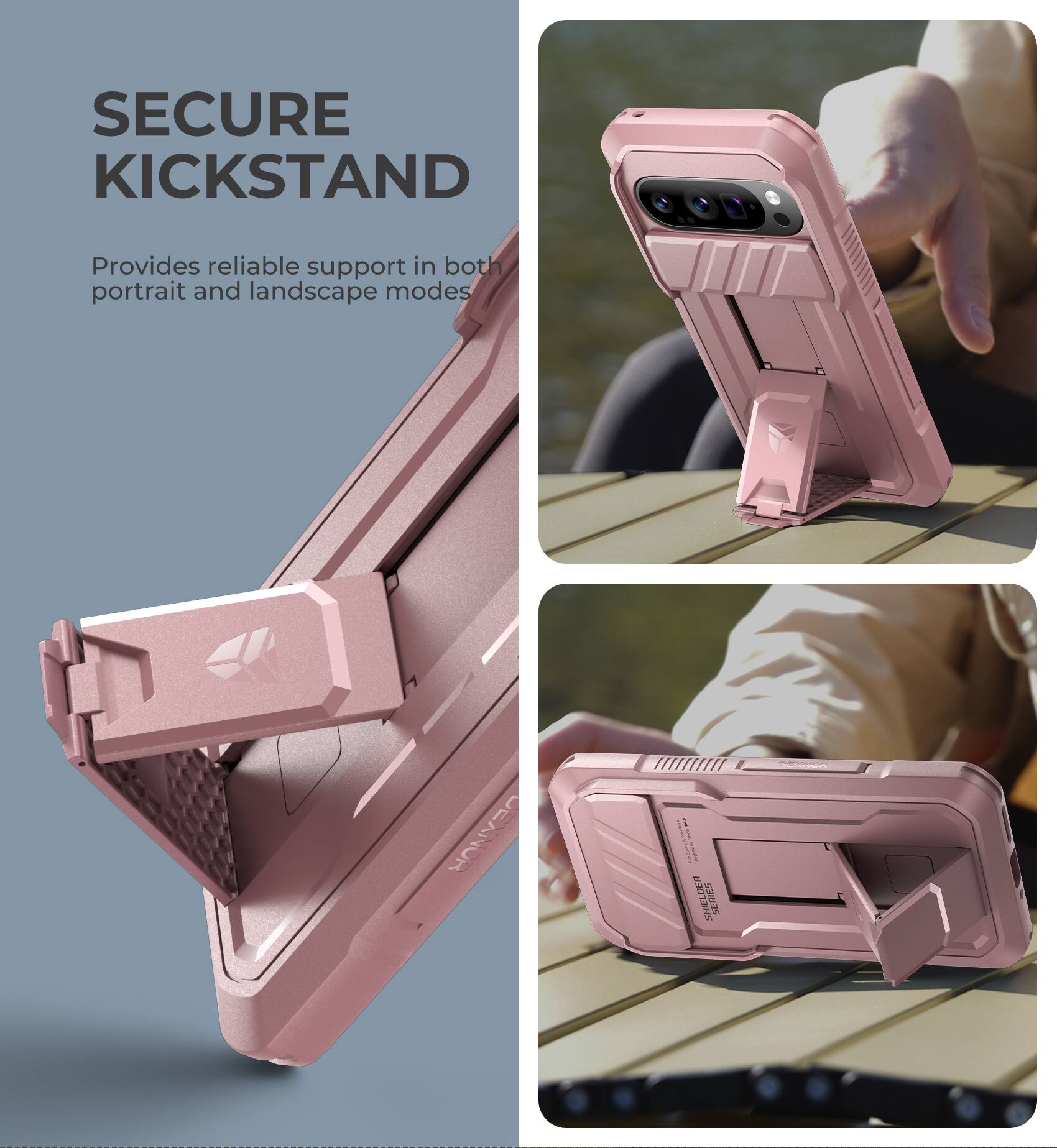 SECURE KICKSTAND Provides reliable support in both portrait and landscape modes HASO SHELDEN SR