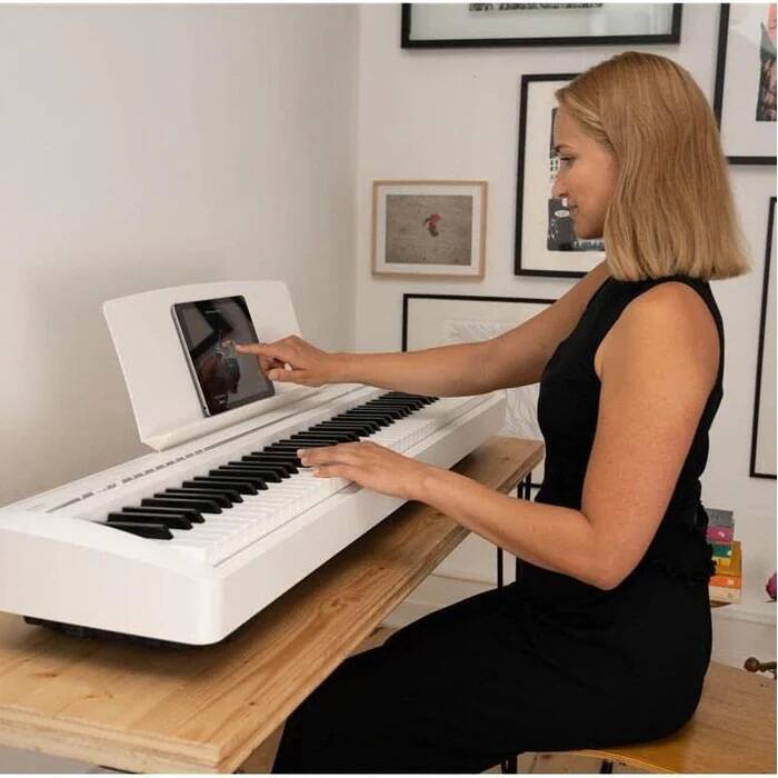 Alt View 4. Kawai Pianos - ES120 88-Key Portable Digital Piano with Responsive Hammer Compact Action | Built-in Speaker System with Bluetooth MIDI - Light Gray.
