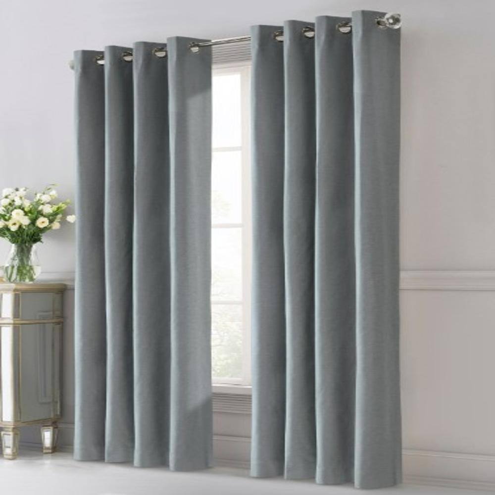 Angle. Commonwealth Home Fashions - Commonwealth Edison Grommet Dressing Window Curtain Panel - 52x95" Blue - Blue.