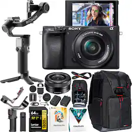 Sony - a6400 Mirrorless Camera + 16-50mm Lens Kit + DJI RS 3 Mini Gimbal Bundle