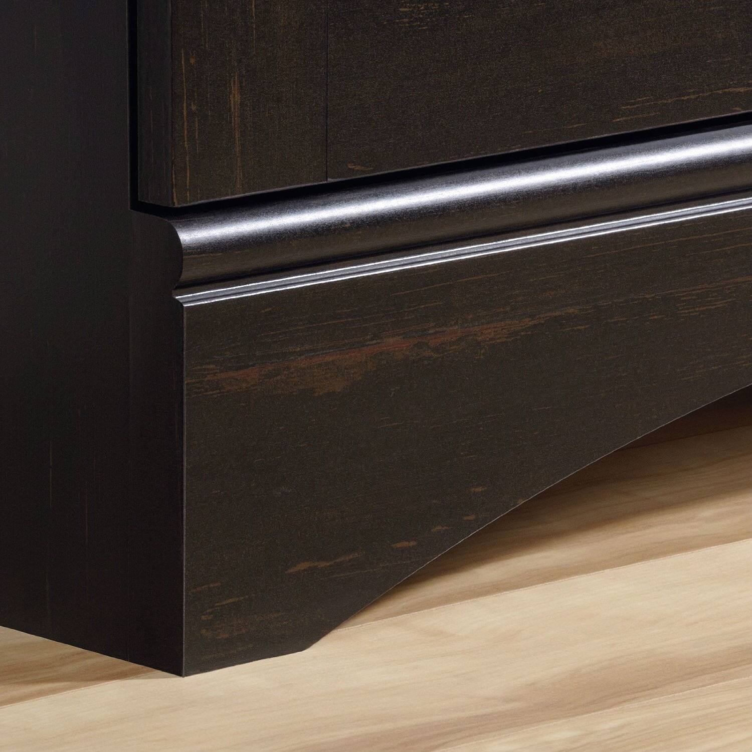 Left. Hivvago - Multi-Purpose Wardrobe Armoire Storage Cabinet in Dark Brown Antique Wood Finish - Dark Brown.