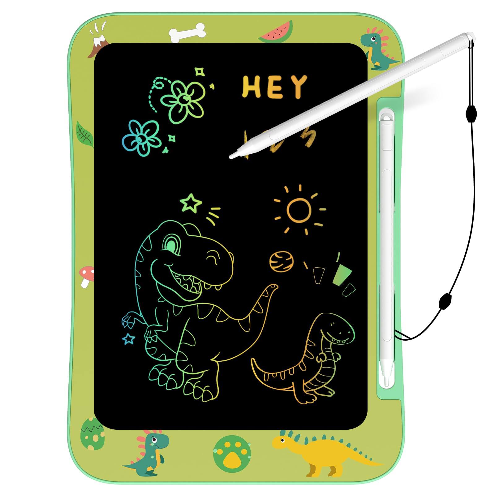 Front. EZTW1 - Lcd Writing Tablet For Colorful Screen Drawing Board 3-7 Year Old - Educational Toys Birthday Christmas unicorn - Green - Dinosaur.