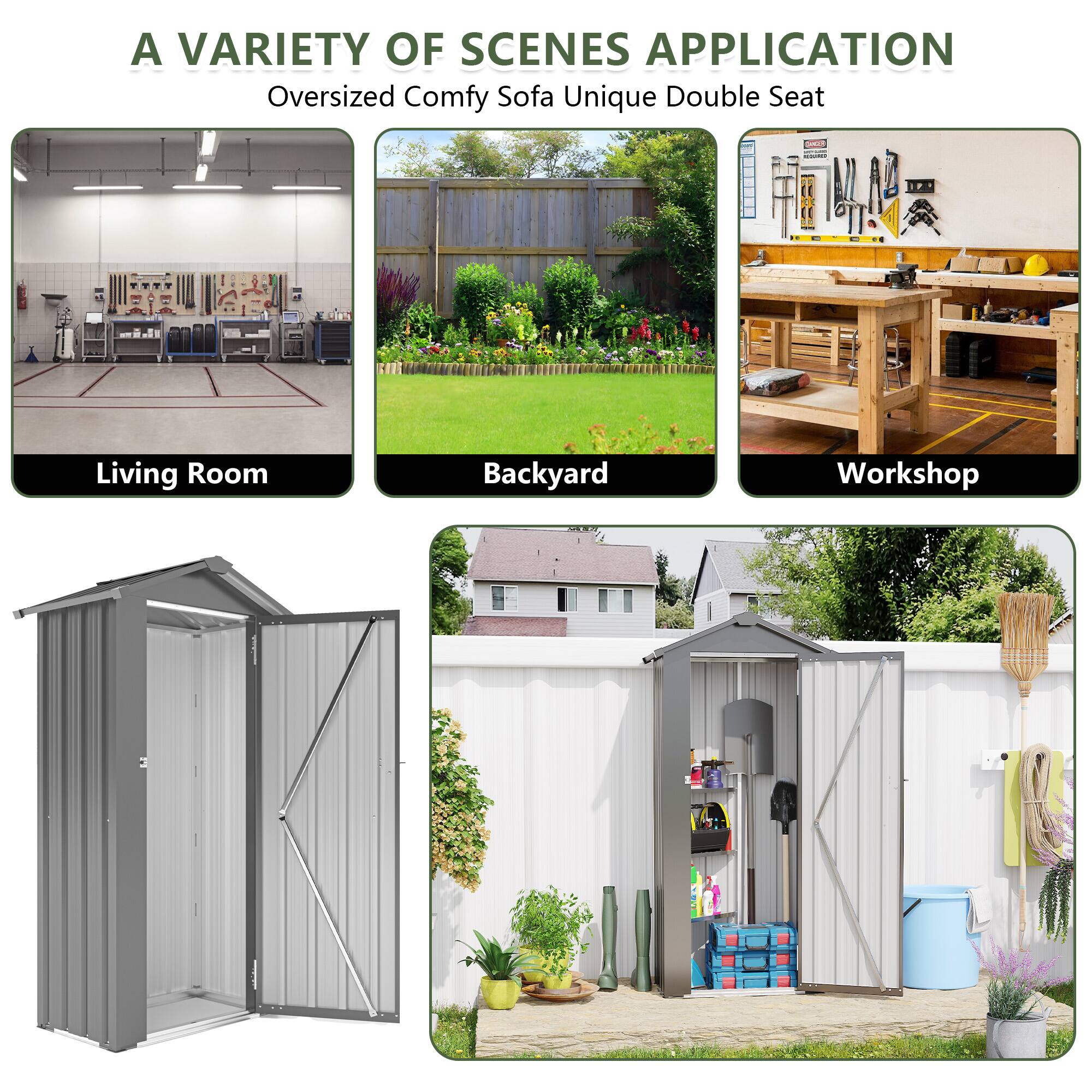 Alt View 1. Mondawe - 2.5x1.5 FT Small Metal Galvanized Iron Garden Shed with a solid lock system - Black.