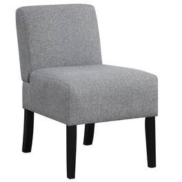 Gymax - Armless Accent Chair with Rubber Wood Legs Modern Vanity Chair for Bedroom - Gray
