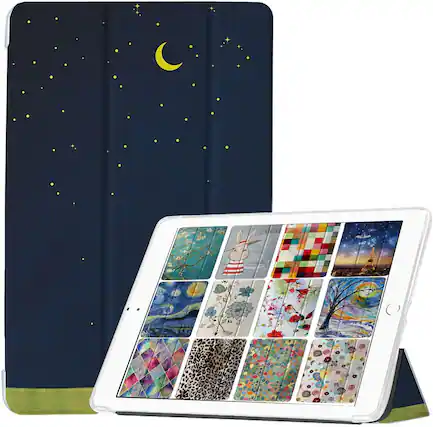 Front. DuraSafe Cases - iPad Air 5th Gen 10.9 inch 2022 Trifold TPU Smart Case A2588 A2589 A2591 MM9E3 MM9D3 MME23 MM9C3 MM9F3 MM6U3 MM773 MM6T3 - Night Sky.