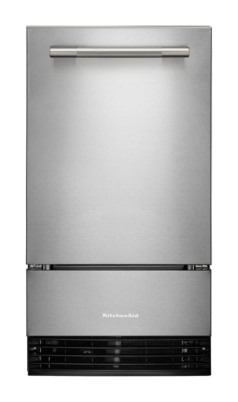 Front. KitchenAid - 18 inch 35-Lb. Ice Maker - PrintShield Stainless Finish.