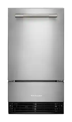 Front. KitchenAid - 18 inch 35-Lb. Ice Maker - PrintShield Stainless Finish.
