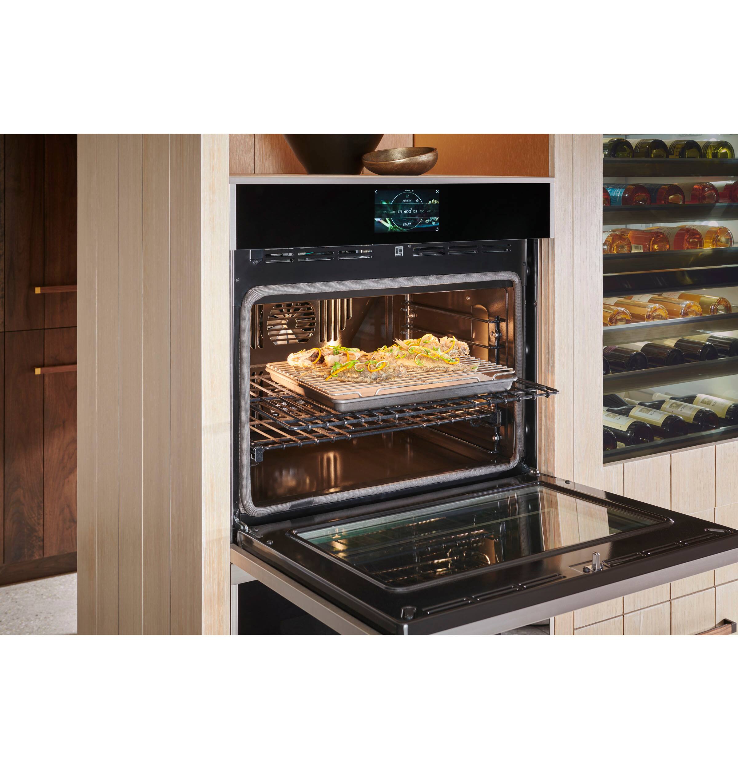 Alt View 18. Monogram - Minimalist 30" Built-In Single Electric Convection Wall Oven with No-Preheat Air Fry  and Voice Control - Stainless Steel.