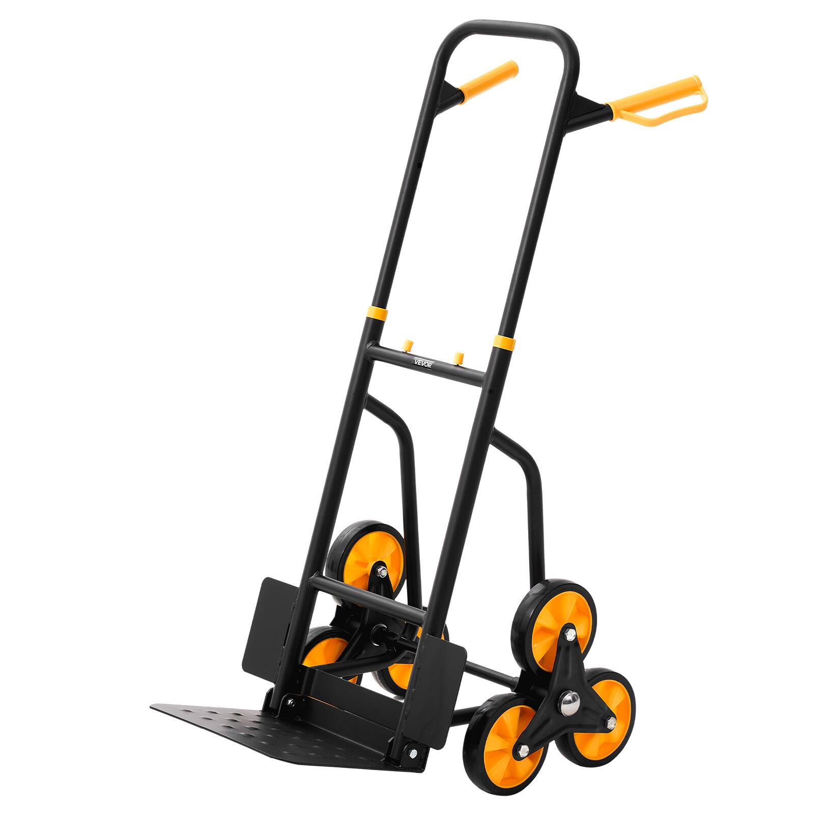 Alt View 5. VEVOR - Stair Climbing Cart, 440 lbs Stair-Climbing Capacity, Heavy-Duty Folding Trolley Cart with Telescoping Handle - Black + Orange.