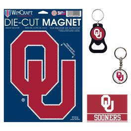 WinCraft - Oklahoma Sooners 4-Pack Key Rings and Magnets Set - Multicolor