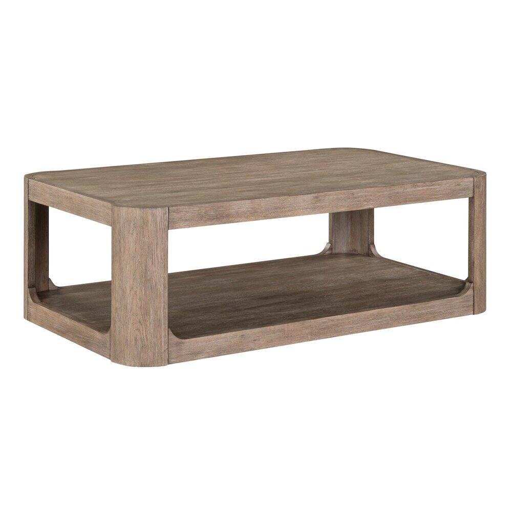 Liberty Furniture Industries - Living Room Rectangular Cocktail Table with Wheels - Oak Wood - Burnished Clay