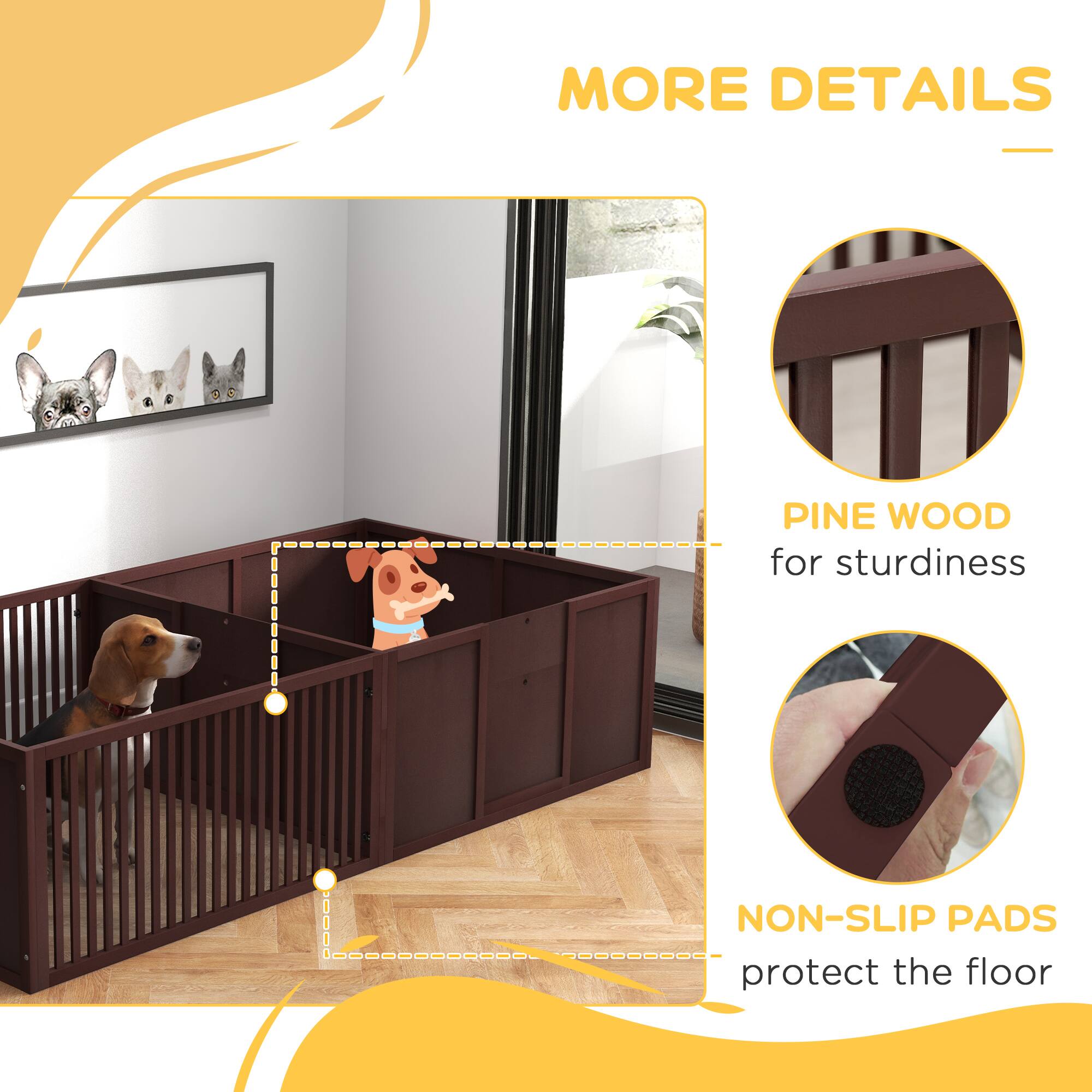 MORE DETAILS

PINE WOOD for sturdiness

NON-SLIP PADS protect the floor