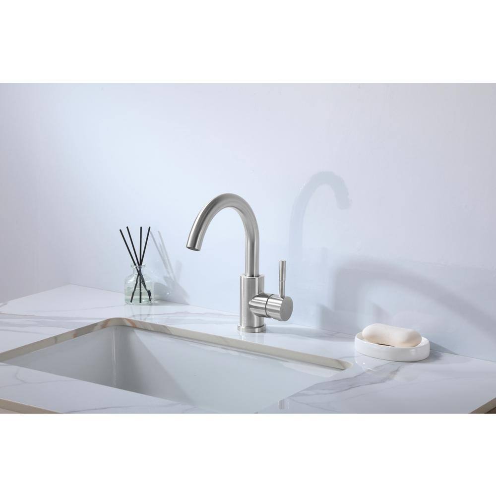 Alt View 10. Elegant Kitchen and Bath - Louis Single Hole Single Handle Bathroom Faucet in Brushed Nickel - Brushed Nickel.