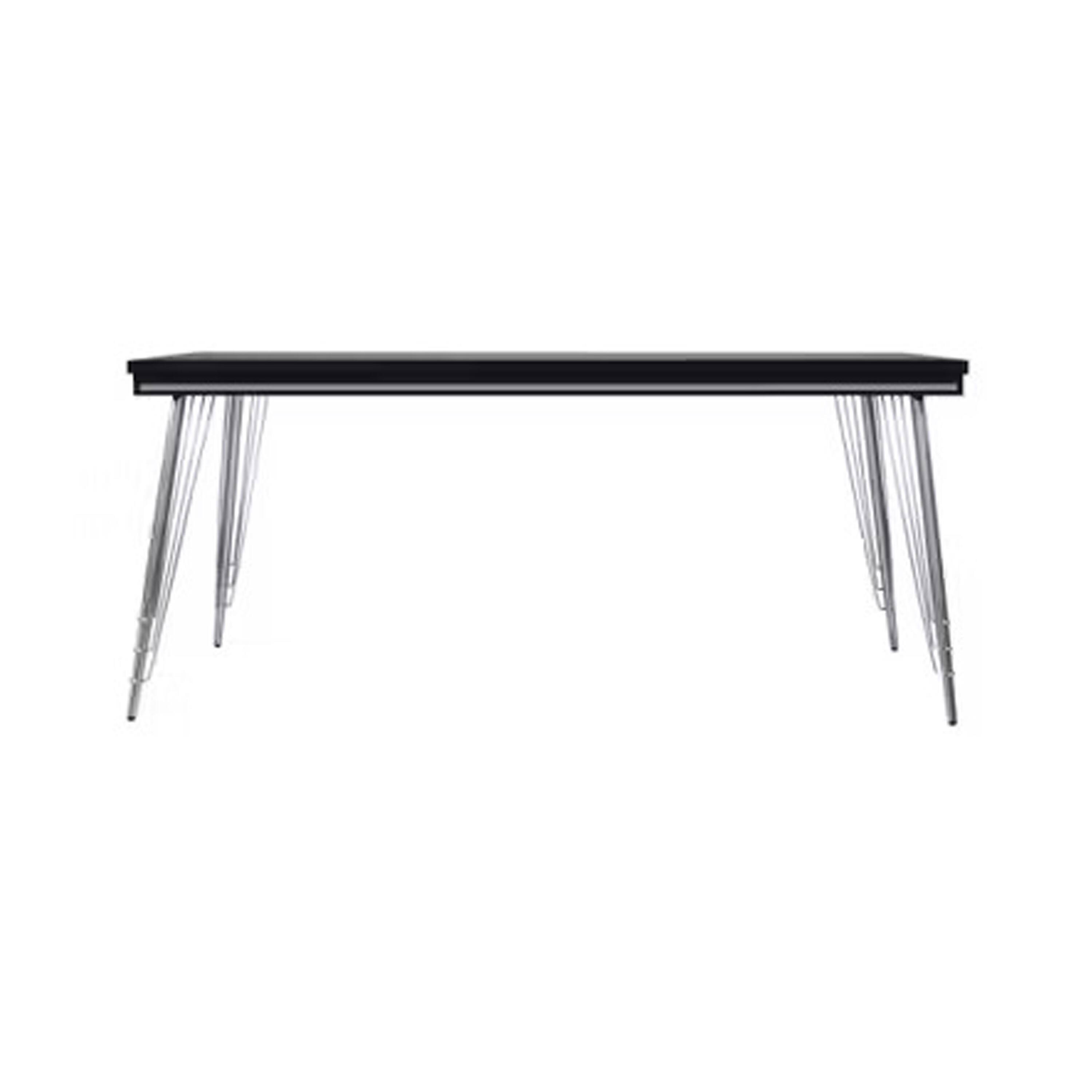 Angle. Manhattan Lane - Zoe Dining Table, Rubberwood, Chrome Steel Legs, 71 Inch - Black, Silver.