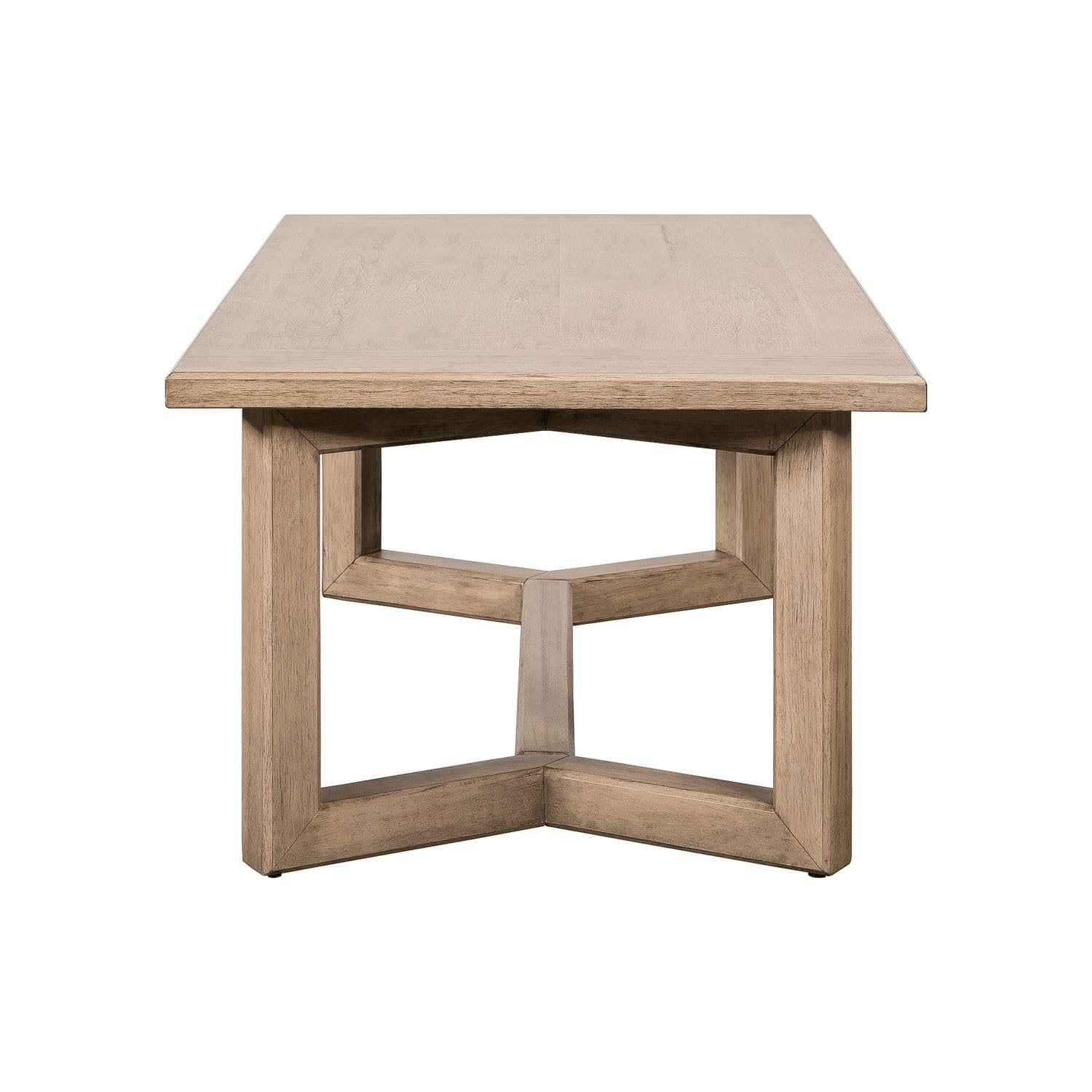 Alt View 1. Liberty Furniture Industries - Living Room Rectangular Cocktail Table Center Trestle - Barley Buff Birch Wood - Barley Buff.