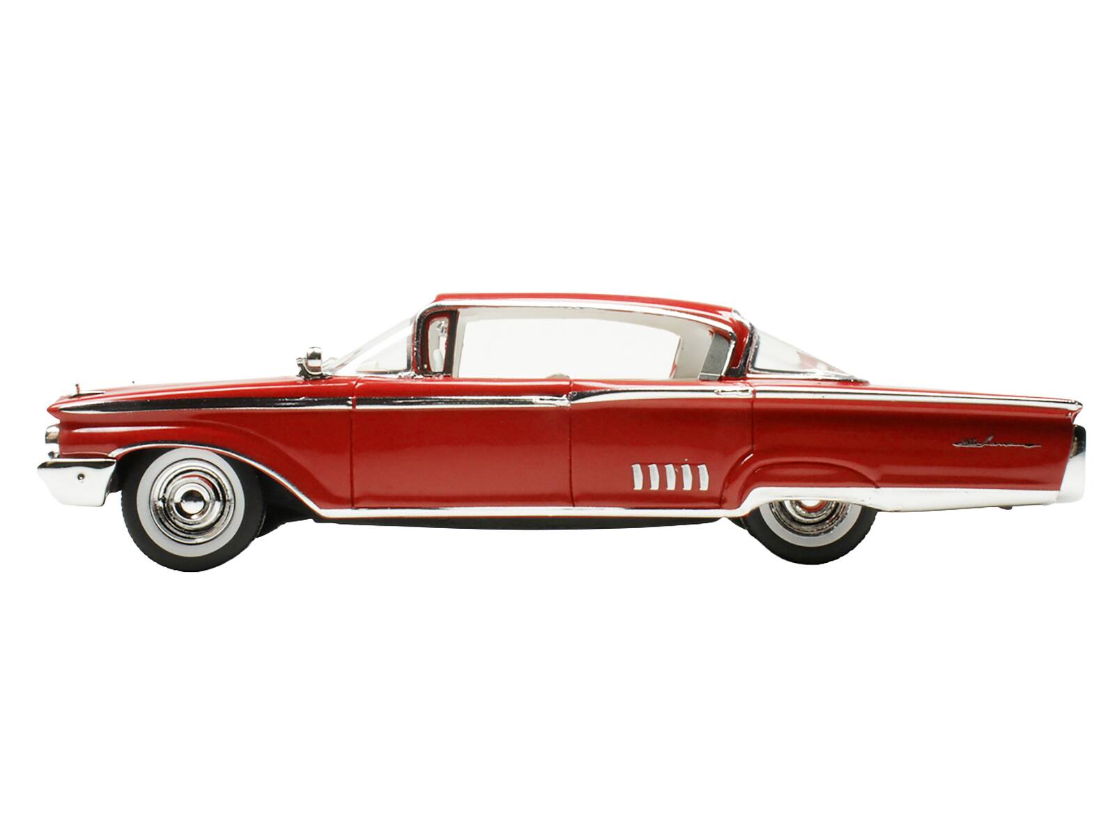 Left. Goldvarg Collection - 1960 Mercury Park Lane 4 Door Sedan Signal Red with White Interior Limited Edition to 200 pieces Worldwide 1/43 - Red with White.