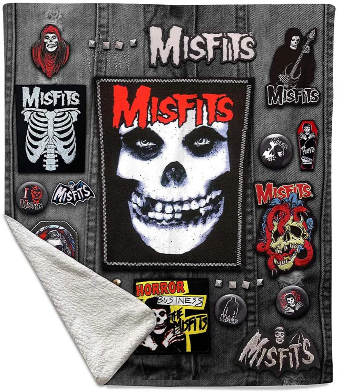 PopMarket - Misfits - Rocksax - Misfits - Battle Vest - Sherpa Fleece Throw (50 in x 60 in) - Multicolor price history on PriceWatchPro