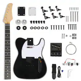Winado - DIY Electric Guitar Kit with Solid Body, Full Size 6-String Electric Guitar Kits W/Maple Neck, Shoulder Strap
