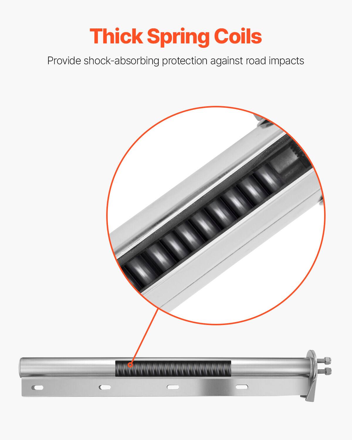Thick Spring Coils  
Provide shock-absorbing protection against road impacts