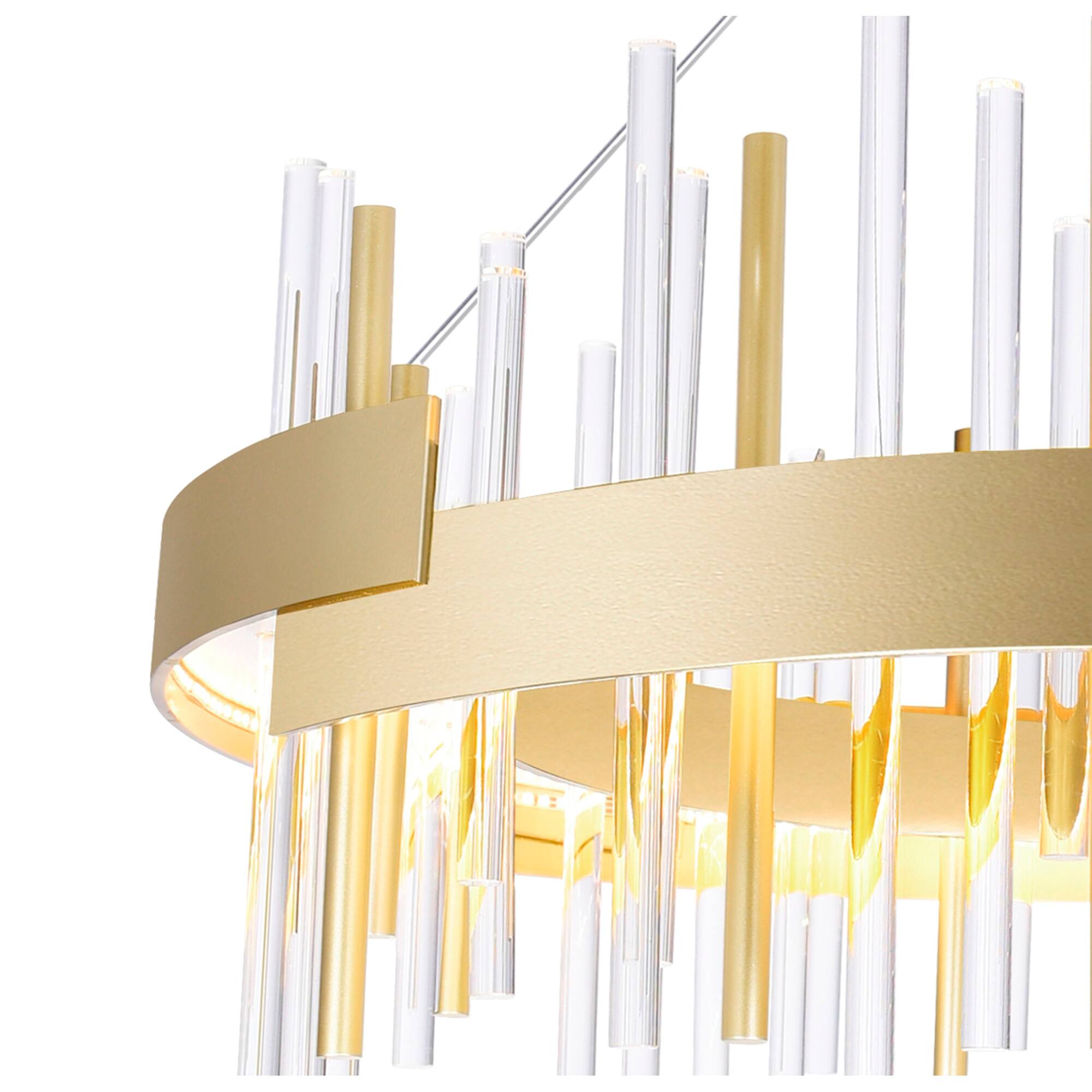 Angle. CWI Lighting - Millipede 26 in LED Satin Gold Chandelier - Satin Gold.