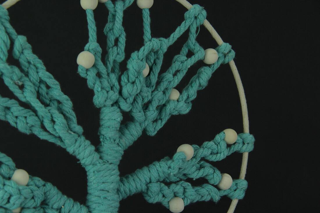 Alt View 2. King Max - Beaded Blue Cotton Rope Tree of Life Dreamcatcher - Turquoise.